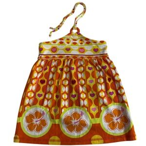 Y2K 70s Style Children's Place Floral Geometric Halter Top shirt Girl medium 7-8